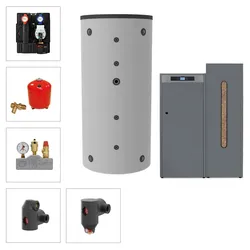 Solarbayer Pelletkesselset PLT-AC 25-1A Variante A 25 kW mit 1xSLS-800 Speicher