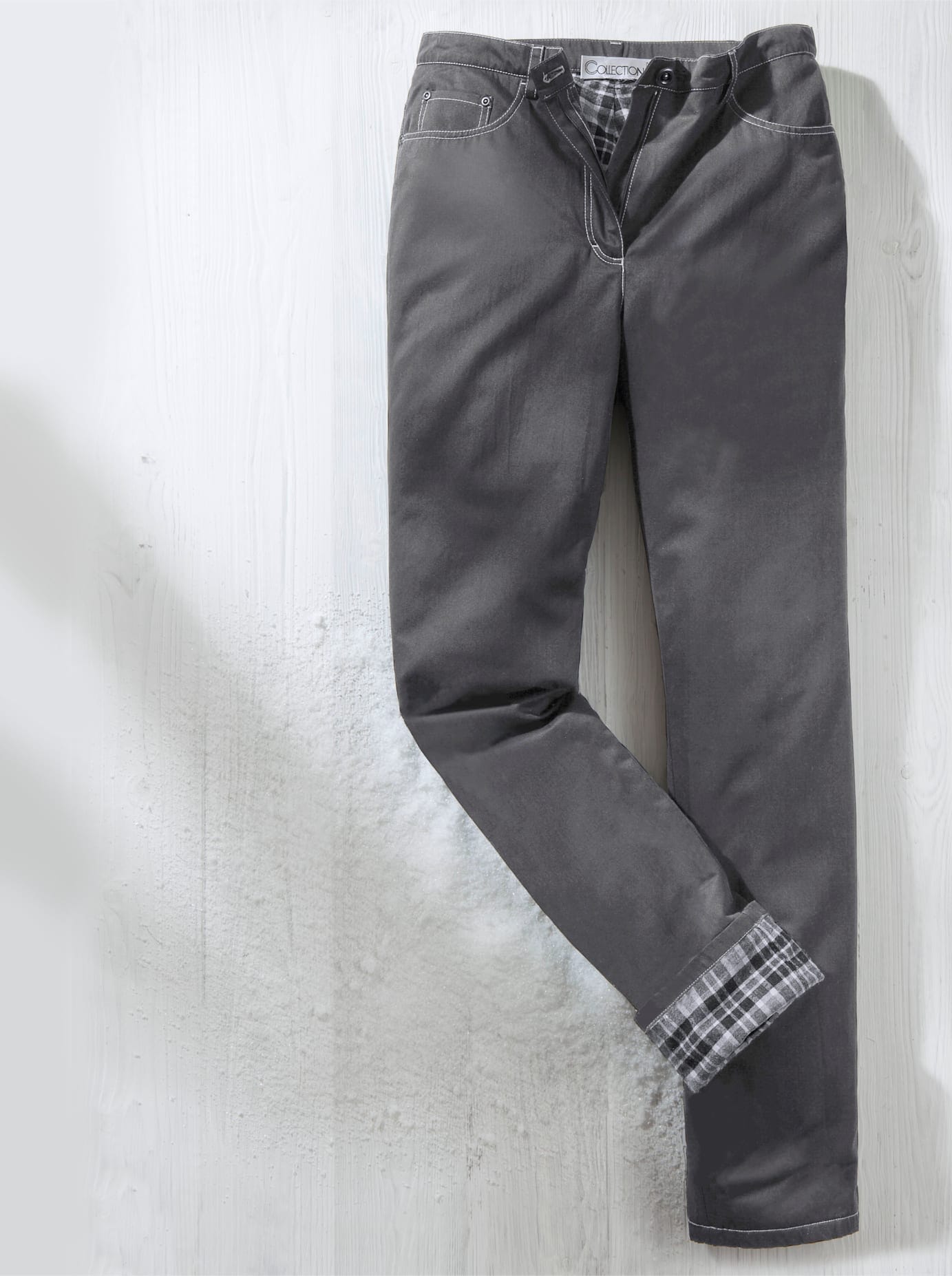 Thermohose COSMA, Damen, Gr. 205, Extrakurzgrössen, grau, 55% Polyester, 45% Baumwolle, unifarben, lang, Hosen Thermohose grau 205, Extrakurzgrössen