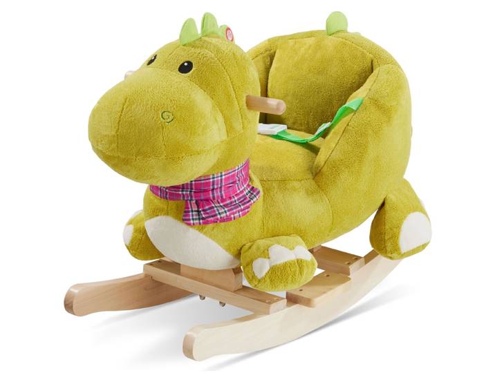 Dinosaure à bascule avec housse en peluche à partir de 12 mois - vert