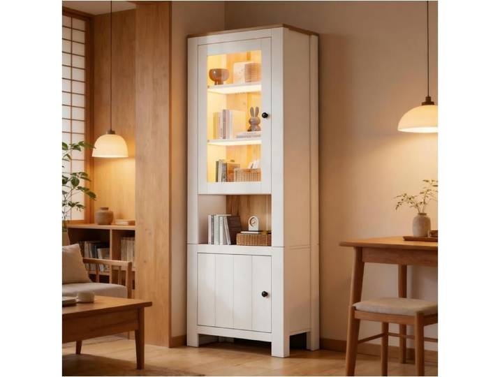 Vitrine - 70x40 - Portes Réglable solution gain de place pratique au quotidien intérieur moderne - Blanc - Pour Maison