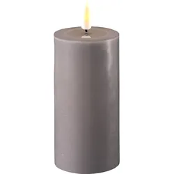 Deluxe Homeart LED Stumpenkerze Real Flame grau, 10 cm, Ø 5 cm