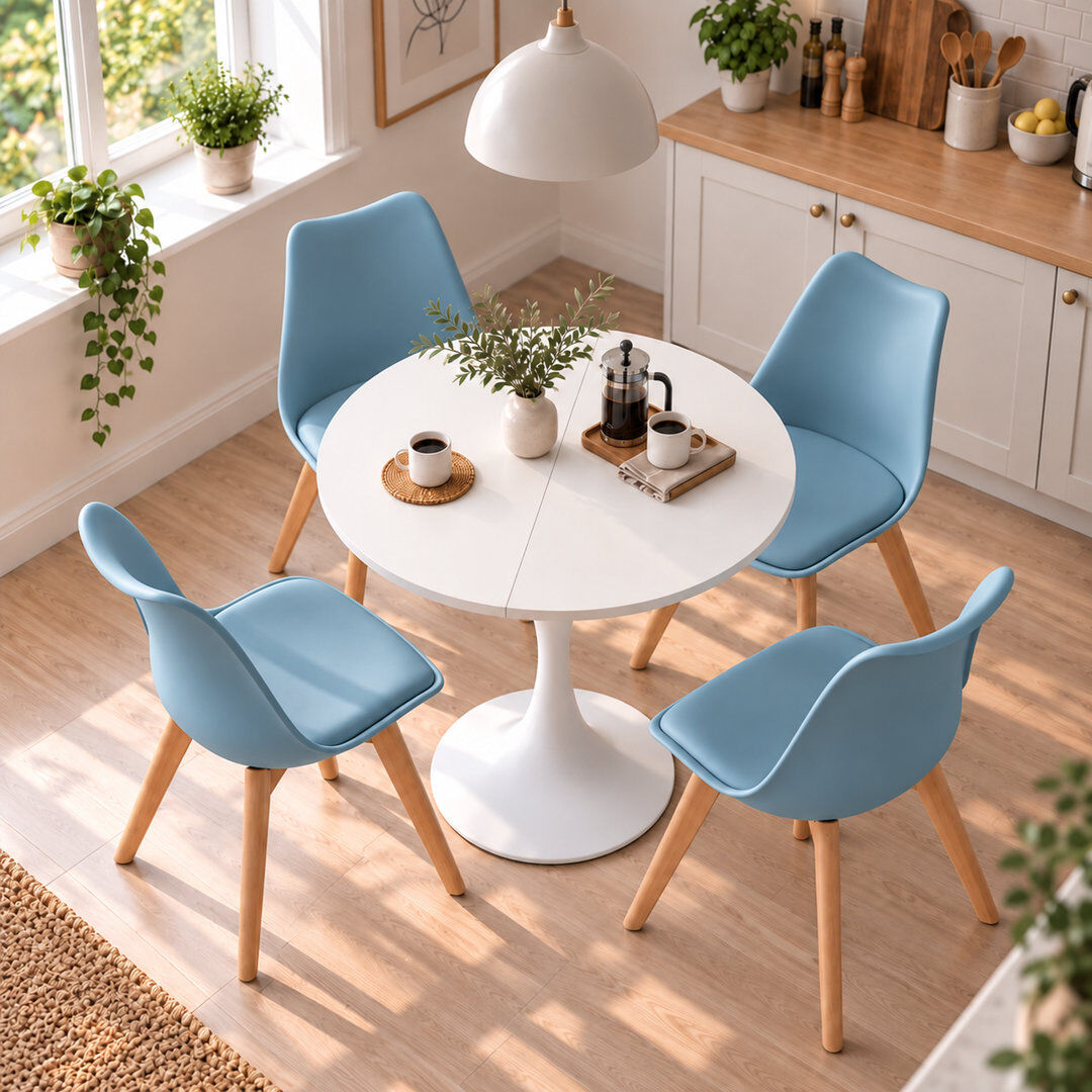 Norden Home 4 -Person Dining Set White/Air Force Blue