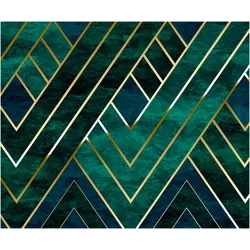 Vliestapete KOMAR "Digitaldruck Vlies - Artdeco - Größe 300 x 250 cm", grün, B:300m L:250m, Vlies, Tapeten, Wohnzimmer, Schlafzimmer
