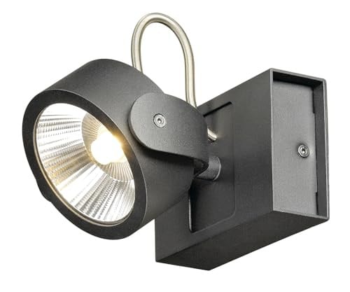 SLV Kalu richtbare led opbouwarmatuur voor wand en plafond, zwart, 17W, 1000 lm, 3000K warm wit, dimbaar