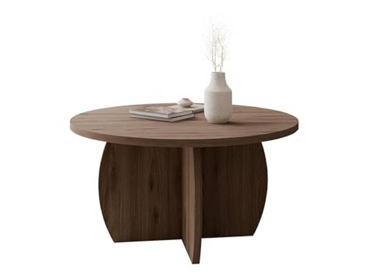 Mirjan24 Couchtisch rund Tebki, Moderner Sofatisch & Beistelltisch, Wohnzimmertisch mit 22 mm Tischplatte, Beistelltisch, Sofatisch (Eiche Okapi)