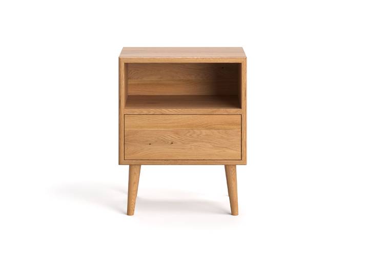 Selene-Nachttisch aus Massivholz 50 cm Zwei Schubladen