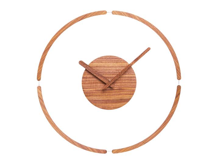 QUVIO Grote wandklok - 35cm - Hout - Plexiglas - Donkerbruin
