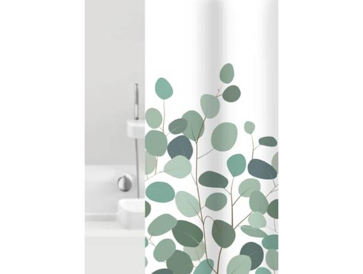 Grund Duschvorhang Anti-Schimmel, Wasserdicht Vorhang an Badewanne, 100% Textile, FLORAL, Duschvorhang 80x200 cm, weiß-grün