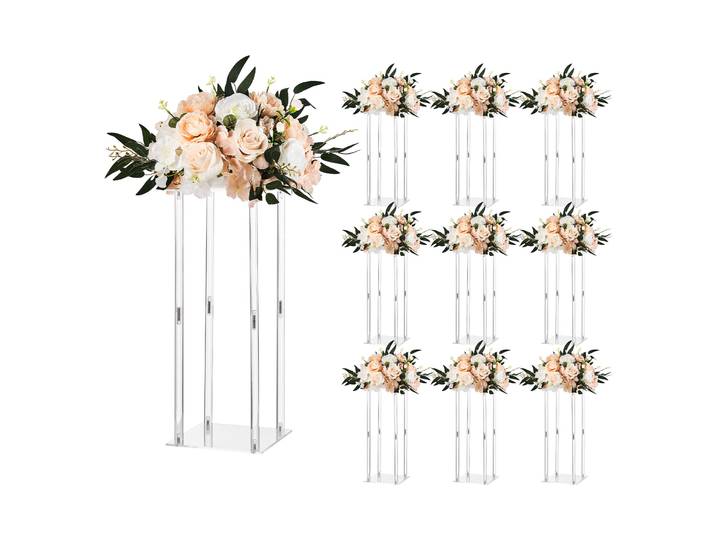 Vevor Support Fleur Mariage Colonne Lot De 10 Support Fleur Centre De Table Mariage Acrylique 50 Cm Presentoir Floral Pour Fetes\, Anniversaires\, Deco Interieure\, Pieds Cylindre Panneaux Transparents