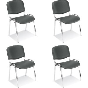 Nowy-Styl Besucherstuhl Iso chrom, stapelbar, Vierfußstuhl, Kunstleder, anthrazit, 4 Stück