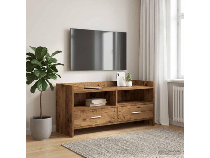 GKMBCVDFR TV-Schrank 100 x 33 x 47 cm aus Holzwerkstoff mit Metallgriffen Glattes Finish, rechteckiges Design, viel Stauraum, robuste Bauweise, einfache Reinigung