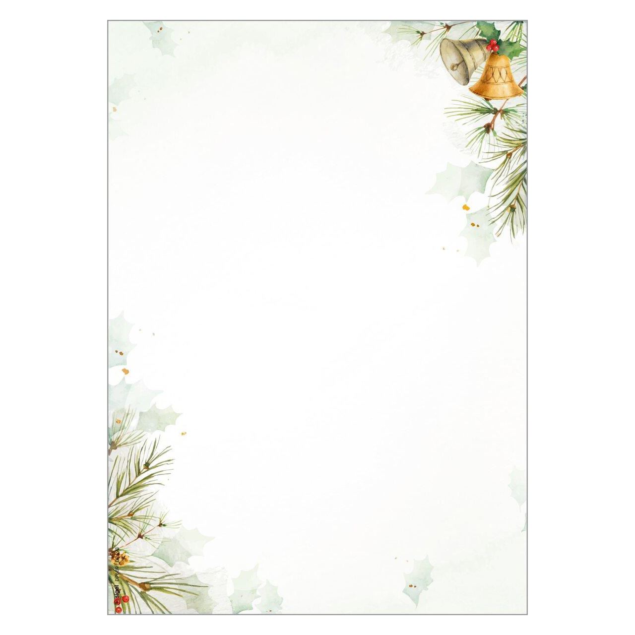 SIGEL Weihnachtsbriefpapier Bells Motiv DIN A4 90 g/qm 100 St.