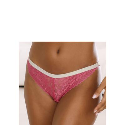 String VIVANCE BY LASCANA "Viola", Damen, Gr. 40/42, pink (pink, rosé), Microtouch, Obermaterial: 86% Polyamid, 14% Elasthan, figurbetont, Unterhosen String, aus Spitze, mit anteilig recyceltem Polyamid