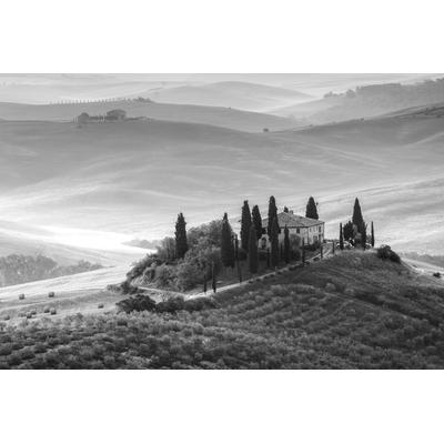 Fototapete PAPERMOON "Italien Landschaft Schwarz & Weiß", schwarz (schwarz, weiß), B:2,5m L:1,86m, Vlies, Tapeten