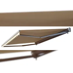 Spettmann SUN LED Halbkassettenmarkise mit Funkmotor rechts und LED-Beleuchtung 400x300cm Gestellfarbe anthrazit Dessin uni beige