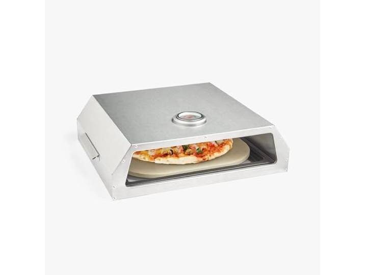 Avilia Pizzaofen mit Schamottstein und Dunstabzugshaube aus Edelstahl – ideal für zu Hause – komplett mit Pizzaschaufel