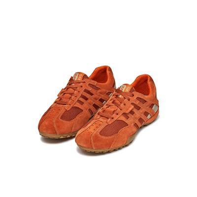 Schnürschuh GEOX "U SNAKE ORIGINAL", Herren, Gr. 39, Mesh, orange, Leder, Textil, Schuhe Schnürschuh, Schnürschuh, Freizeitschuh, Trekking Sneaker mit Lederinnensohle