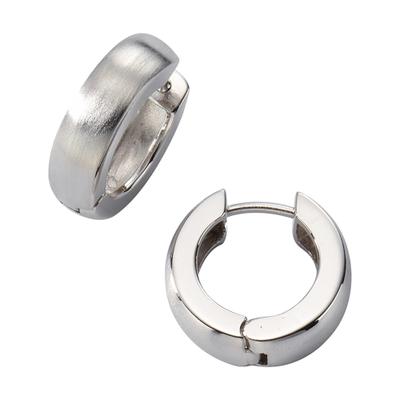 Paar Creolen ZEEME "Silber 925 rhodiniert mattiert 18mm Durchmesser", weiß, Ohrringe, Damen, one-size, Silber 925 (Sterlingsilber)
