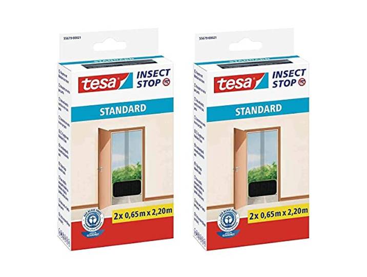 tesa Fliegengitter STANDARD für Türen, 2 x je 0,65 m x 2,20m, Sie erhalten 1 Packung, Packungsinhalt: 2 Stück