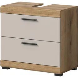 WASCHBECKENUNTERSCHRANK Sand Kaschmir, Evoke Eiche, Badezimmer Unterschrank 60 cm mit Schubkästen