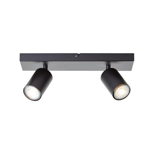 Brilliant Jello LED spotbalk met 2 lampen, zwart mat, metaal, GU10, 5 W, warm wit licht
