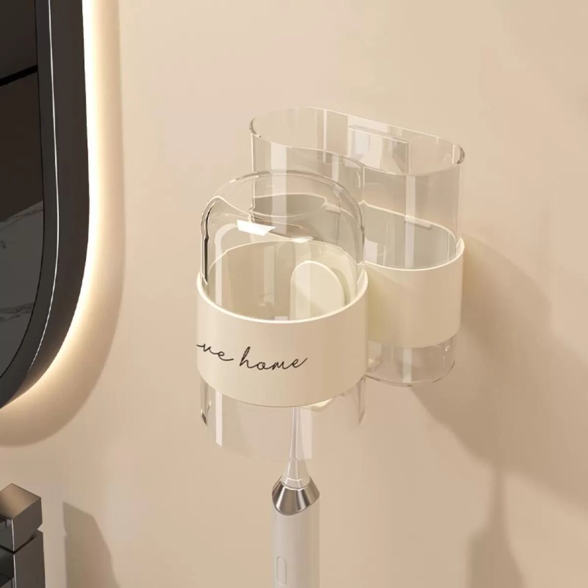 INF Support de brosse à dents mural sans perçage avec gobelet et étagère de rangement Blanc