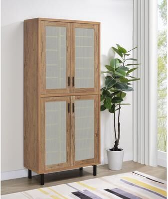 Coaster Teller 80-inch 4-door Tall Shoe Storage Cabinet Natural Oak