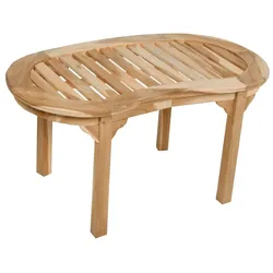 DELUKE Gartentisch MARIT - Teak, Natur, 90x50x46cm | Terrassentisch Wetterfest Outdoor Tisch