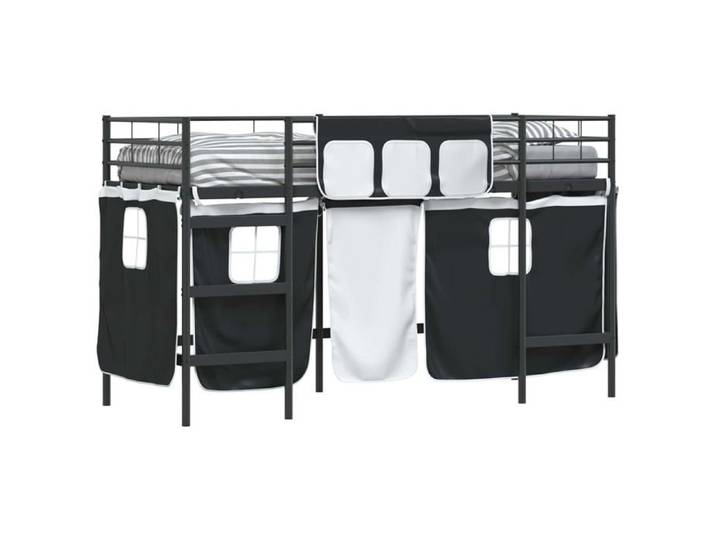 Lit mezzanine pour enfants - - Rideaux - Métal - Noir - 90x190 cm - Respirant - Espaces modernes - Design créatif