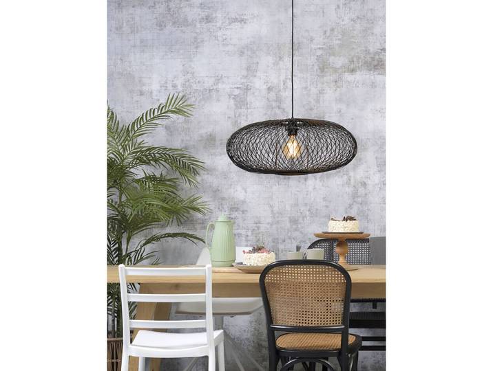 Suspension Cango Ø 60cm Noir/Noir Matériau : Bois massif Surface en bois : Enduit Surface en métal : Laqué E27