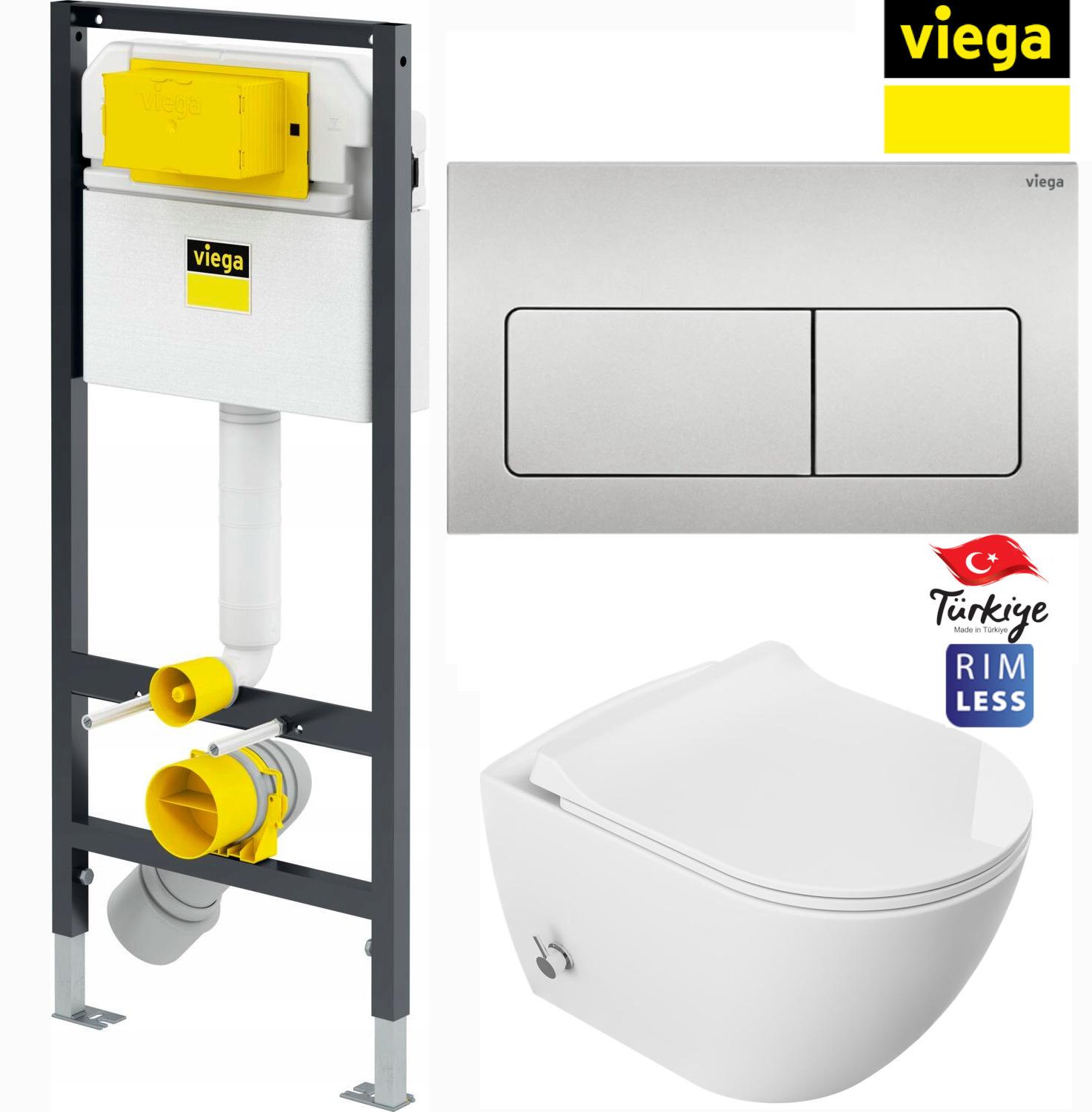 Domotechnika | Wc-Kompakt Mit Bidet - 51x36x32,5 Cm - Duroplast Slim Softclose-sitz - Wandtoilette - Viega Prevista Dry