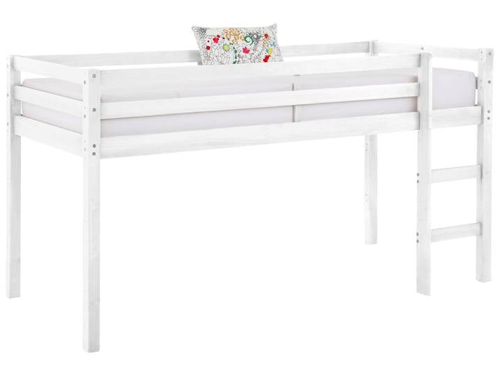 Hochbett GOODPRODUCT Alpi , weiss (weiß), B:103cm H:111cm L:208cm, Hochbetten, Hochbett, aus schönem massivem Kiefernholz, Aussenmassenbreite 103 cm