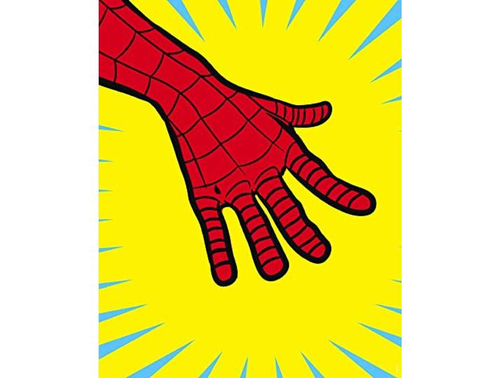 Komar Wandbild - Marvel PowerUp Spider-Man Hand - Größe: 40 x 50 cm - Marvel, Kinderzimmer, Wandgestaltung, Bild