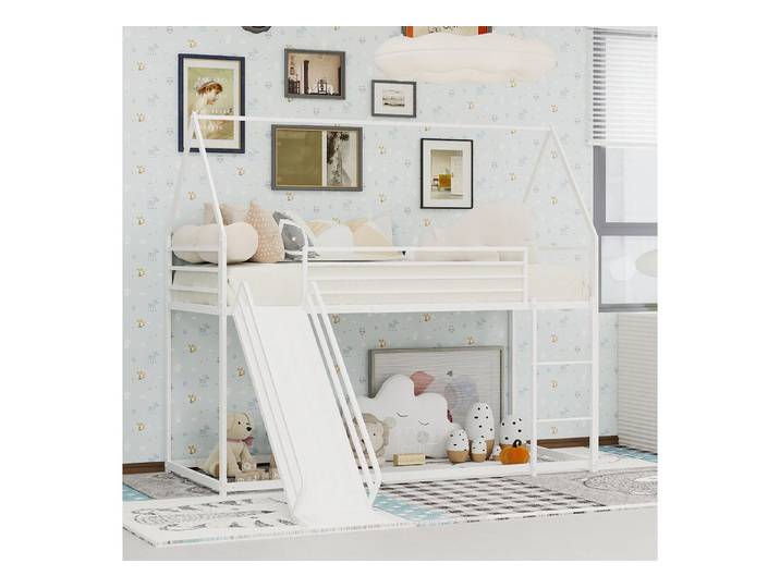 Sweiko Etagenbett Twin über Twin,mit Rutsche für Kinder Schlafzimmer (ohne Matratze), Haus geformt Bettgestell w / Leiter, kein Boxspring benötigt