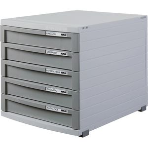 Han Schubladenbox 1505-19, Contur, A4, 5 Fächer, Kunststoff, geschlossen, dunkelgrau