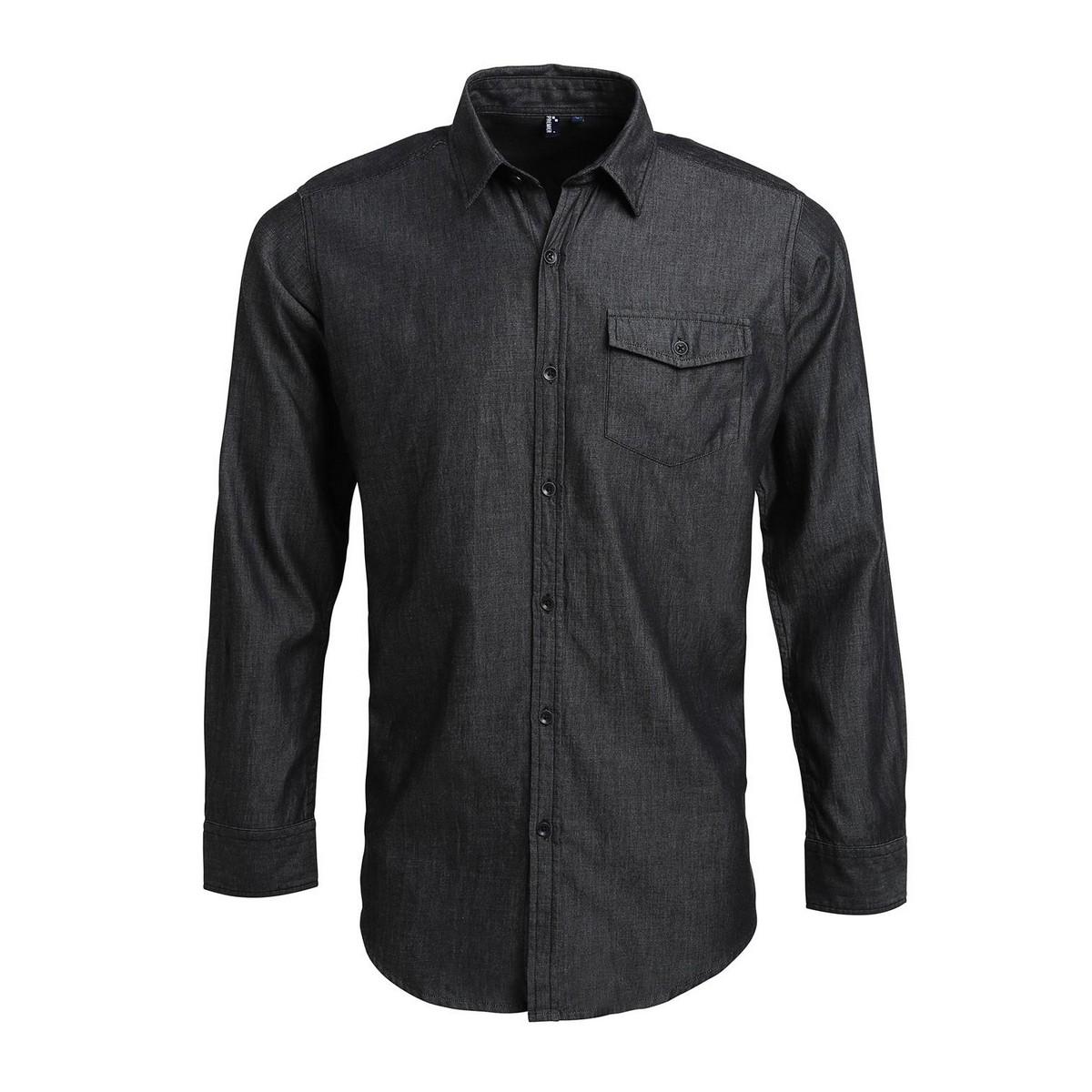 Premier Heren denim jean stijl gestikt overhemd