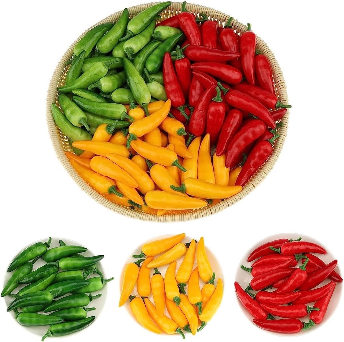 48 stuks realistische kunstmatige chili peppers voor decoratie en fotografie