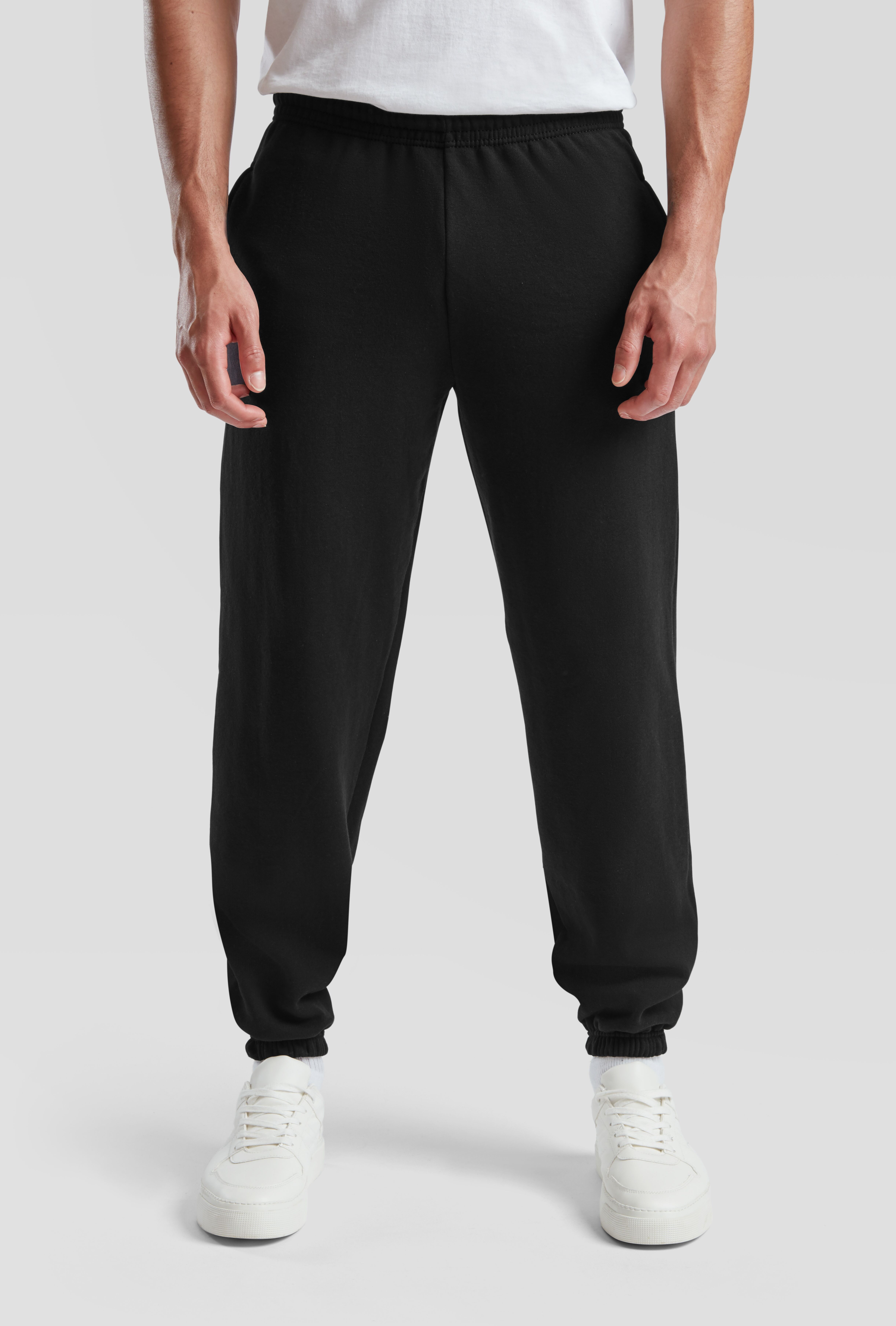 Jogginghose FRUIT OF THE LOOM, Herren, Gr. S, N-Gr, schwarz, Sweatware, Obermaterial: 80% Baumwolle, 20% Polyester, unifarben, lang, Hosen Jogginghose, im Baumwoll-Mix, 2-er Pack schwarz S, N-Gr