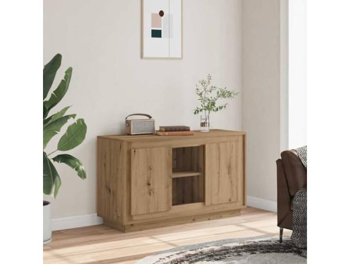 RJPLMFV Anrichte Eiche 102 x 35 x 60 cm Holz Technik 6 Fächer, staubdichte Türen, dekorative Oberseite, feuchte Reinigung