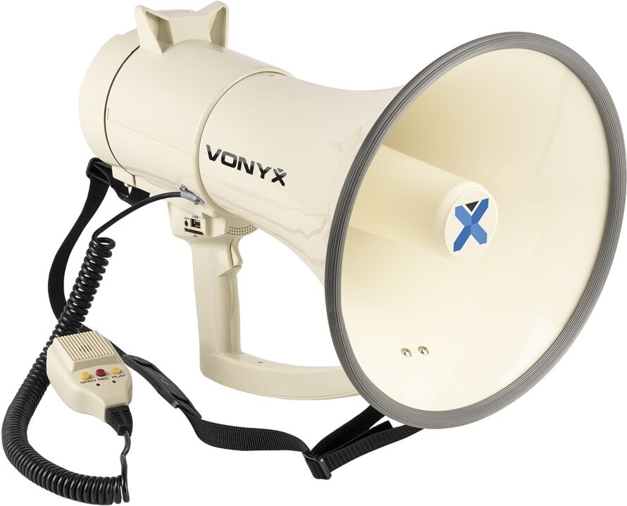 Megafone 120W c/ MP3/USB/SD/AUX + Sirene, Microfone e Gravação (MEG120) - VONYX