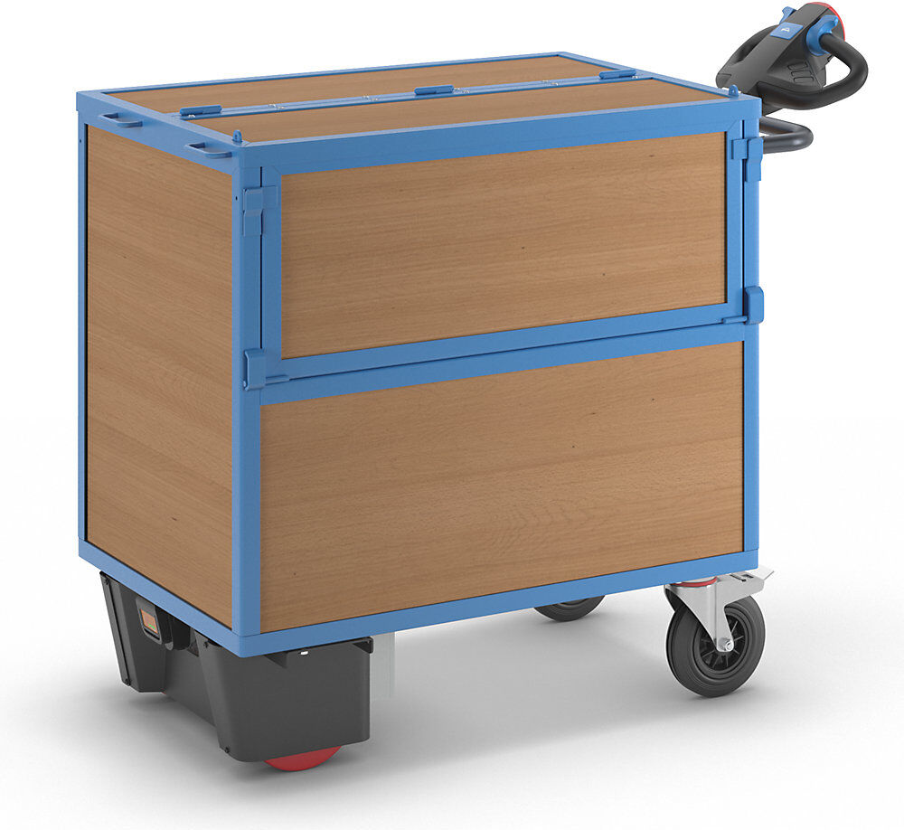 Kastenwagen mit Elektroantrieb, Wände aus MDF-Platten, mit Deckel, LxBxH 1430 x 730 x 1200 mm eurokraft pro