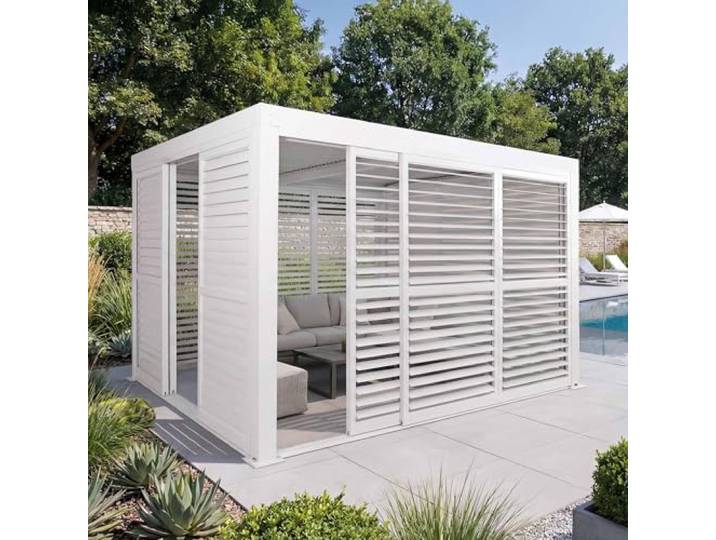 Mendler Alu Pergola HWC-L46 11cm-Gestell 3x3m - weiß