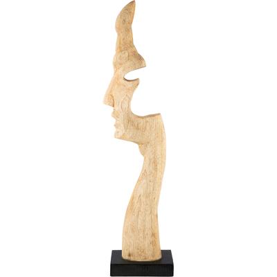 Skulptur GILDE "Skulptur Gesicht Silhouette naturfarben", beige (naturfarben), B:15,5cm H:67cm T:9cm, Mangoholz, Dekofiguren, Gesicht Dekoobjekt zeitgenössische Kunst abstrakte Köpfe