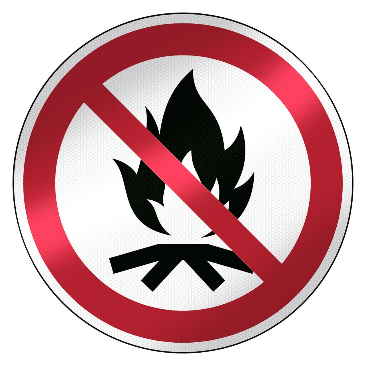 Brady SO Sicherheitsschild - Lagerfeuer verboten (P045), Aluminium laminiert mit reflektierender B (P/P045/NT/RFLBD-DIA400-1)
