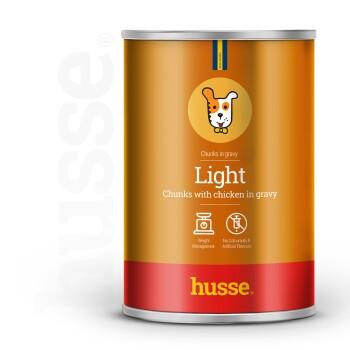 husse Saftige Fleischstücke Light, Huhn, 24 Dosen je 400 g | Ausgewogene Mahlzeit mit moderatem Kaloriengehalt