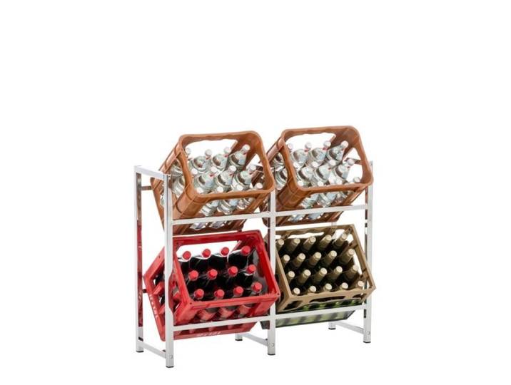 Range bouteilles en Métal Porte-caisses CLP - Lennert - Chrome - Essentiel - Meuble de cuisine