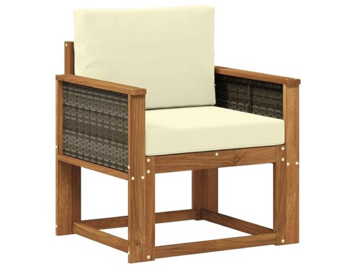 Coespram Outdoor Mittelsofa Akazie Massivholz mit Kissen Garten Sofamodul Flexibles Modulsofa aus Akazienholz mit cremefarbenem Polster. Ideal für Terrasse, Balkon oder Wintergarten.