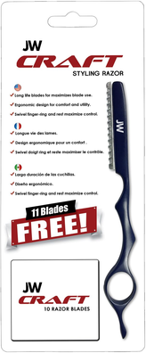 JW Shears Craft Blue Styling Razor with 11 Free Blades