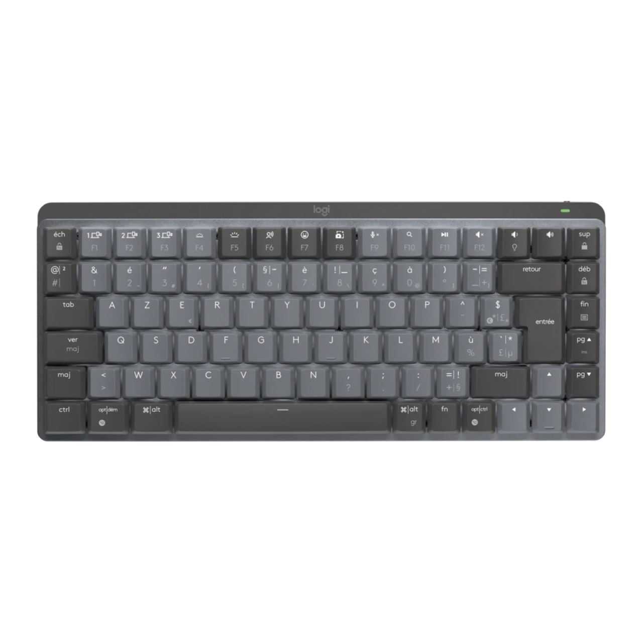 Logitech MX Mechanical Mini Minimalist Wireless Illuminated Keyboard (FR) - 2,4GHZ/BT - N/A - CENTRAL - TACTILE grau