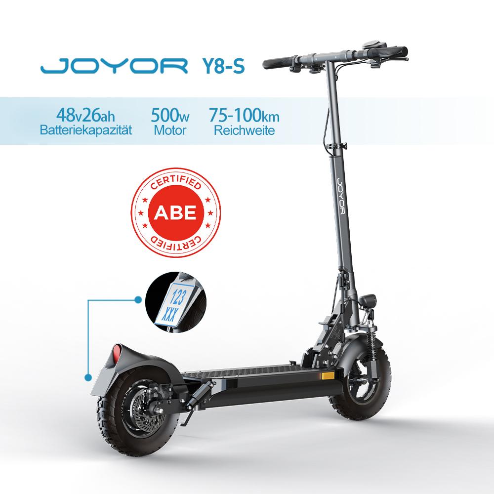 Y8-S Elektro-Tretroller mit ABE-Zulassung, 500W, 20 km/h, bis zu 100 km Reichweite, 10-Zoll-Reifen, für den Stadtverkehr, faltbar, Aluminium-Rahmen